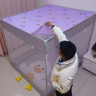 拉链蚊帐防尘顶坐床蚊帐家用加厚遮光布挡风光遮灰盖布1.8m1.5米