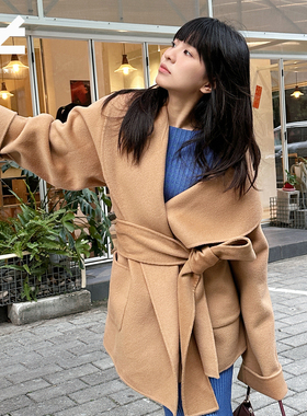 【佳雪佳敏直播精选】NOT EVEN秋冬中长款驼色双面呢全羊毛大衣女