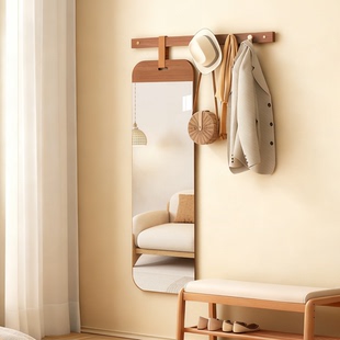 入户玄关壁挂穿衣镜挂衣架一体试衣镜家用玄关挂墙镜子全身镜上墙