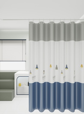 洗手间浴帘PEVA防水浴帘免打孔套装防潮防霉帘子挂帘洗澡隔断帘