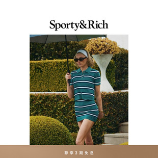 Sports系列女士撞色条纹短袖 British Sporty&Rich Polo 明星同款