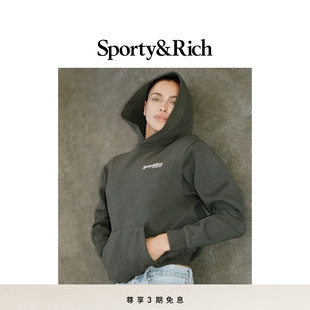 Sporty&Rich Sports系列男女同款slogan休闲百搭美式连帽卫衣上衣
