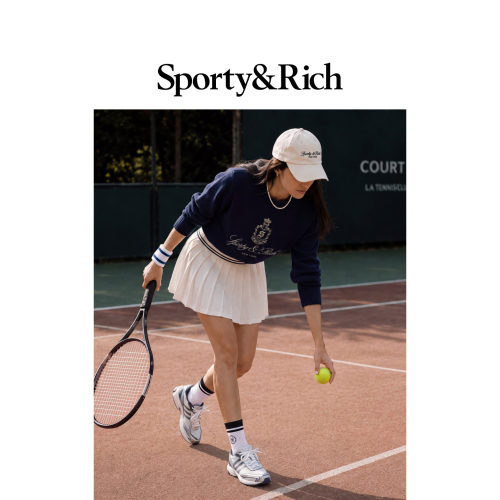 [七折礼遇]Sporty&Rich 女士徽章印花休闲随性利落针织毛衣上衣
