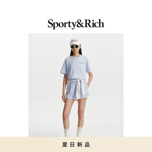 [春夏新品]Sporty&Rich 女士经典logo松弛感宽松时尚休闲阔腿短裤