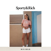 Gym系列女士California康乃馨粉字母印花短袖 Sporty&Rich 80s T恤