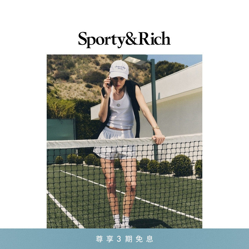 Sporty&Rich Tennis系列女士SHRWC白色基础简约棉质吊带内搭背心