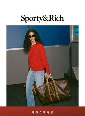 [秋冬新品]Sporty&Rich Off Duty系列女士羊绒红色开衫针织毛衣