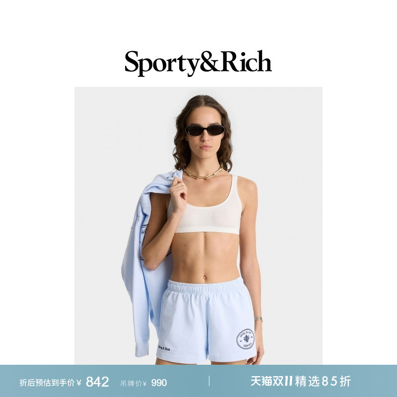 Sporty&Rich Eden-Roc联名系列男女同款夏季度假风休闲裤子短裤