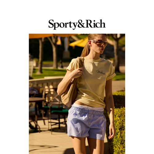 [春夏新品]Sporty&Rich 男女同款时尚清新活力宽松字母短袖T恤