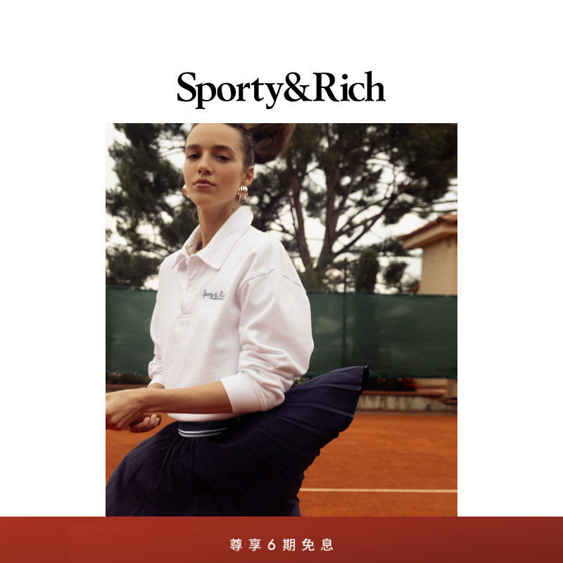[秋冬新品]Sporty&Rich Tennis系列女士休闲运动宽松长袖Polo卫衣,女装/女士精品,POLO衫,淘宝优惠券,粉丝福利购,淘宝优惠卷