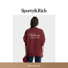 [秋冬新品]Sporty&Rich Central Park系列男女同款红色圆领卫衣