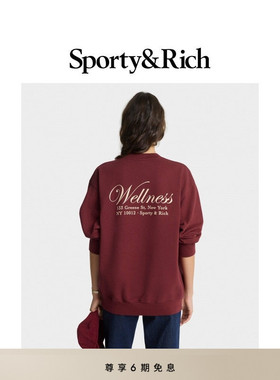 [秋冬新品]Sporty&Rich Central Park系列男女同款红色圆领卫衣