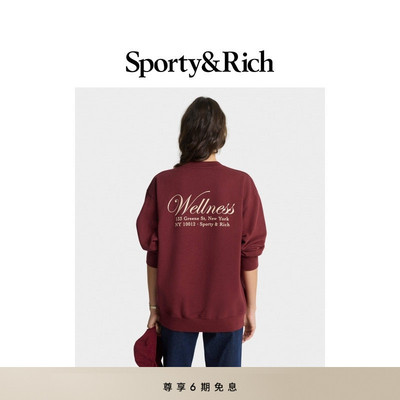 [秋冬新品]Sporty&Rich Central Park系列男女同款红色圆领卫衣