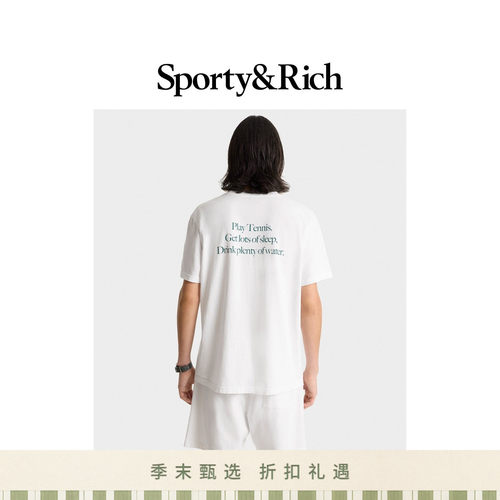 Sporty&Rich British Sports系列男女同款网球休闲T恤短袖上衣