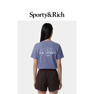 [春夏新品]Sporty&Rich 男女同款时尚字母网球运动风宽松百搭T恤