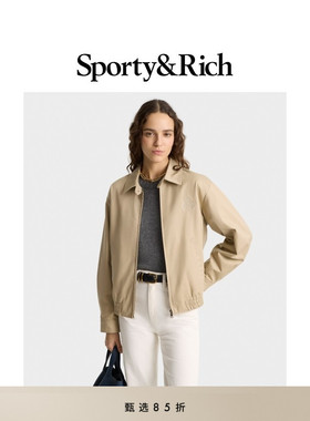 [甄选85折]Sporty&Rich Preppy系列女士刺绣logo拉链翻领夹克外套