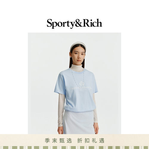 [甄选八折]Sporty&Rich 男女同款徽章印花航海活力短袖T恤上衣