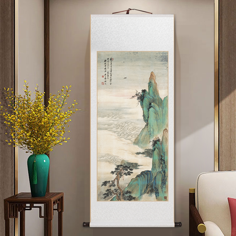 名家字画山水画中k式客厅装饰画办公室卷轴挂画书房茶室壁画玄关