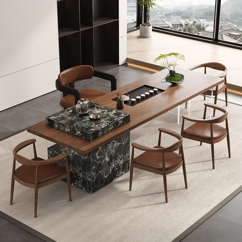 实木茶桌轻奢岛台茶台家用客厅办公室现代简约高级感高端泡茶桌椅