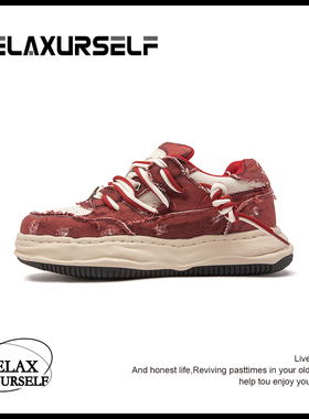 RELAXURSELF四季百搭水洗牛仔低帮增高鞋运动潮鞋潮流休闲情侣鞋