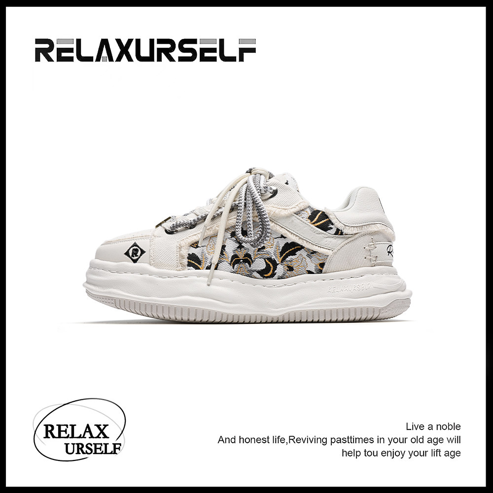 RELAXURSELF鞋子男款秋季透气板鞋小众时尚百搭潮鞋ins休闲增高鞋