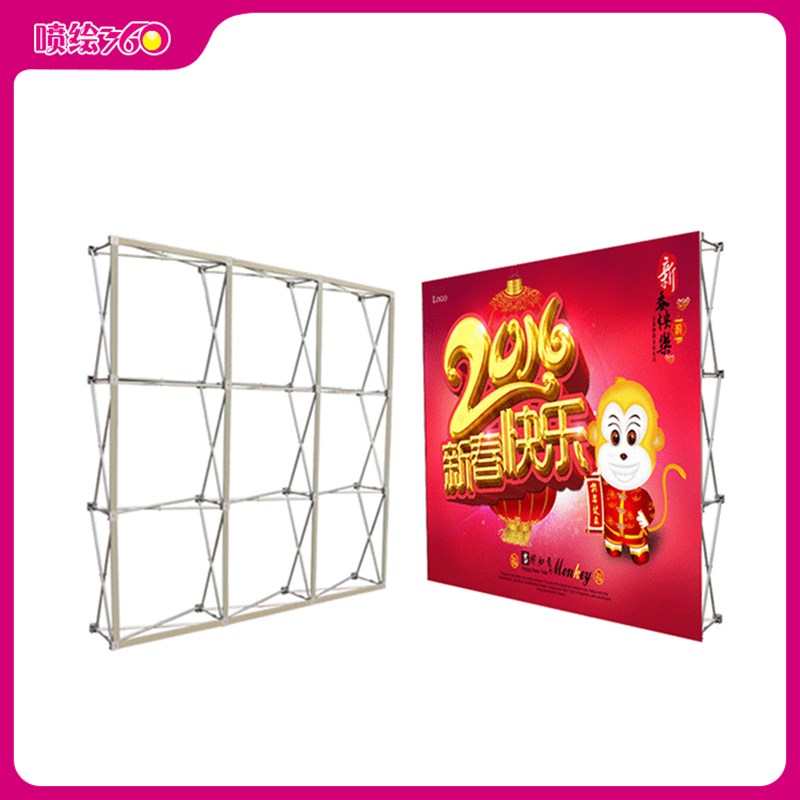 深圳喷绘公司背景拉网展架设计制作 便捷铁拉网展架背景墙安装