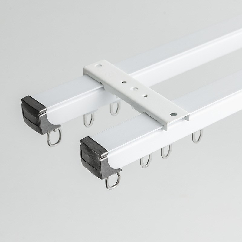 七代铝合金加厚窗帘单双轨道侧装顶装静音直轨道滑轨窗纱杆导轨道