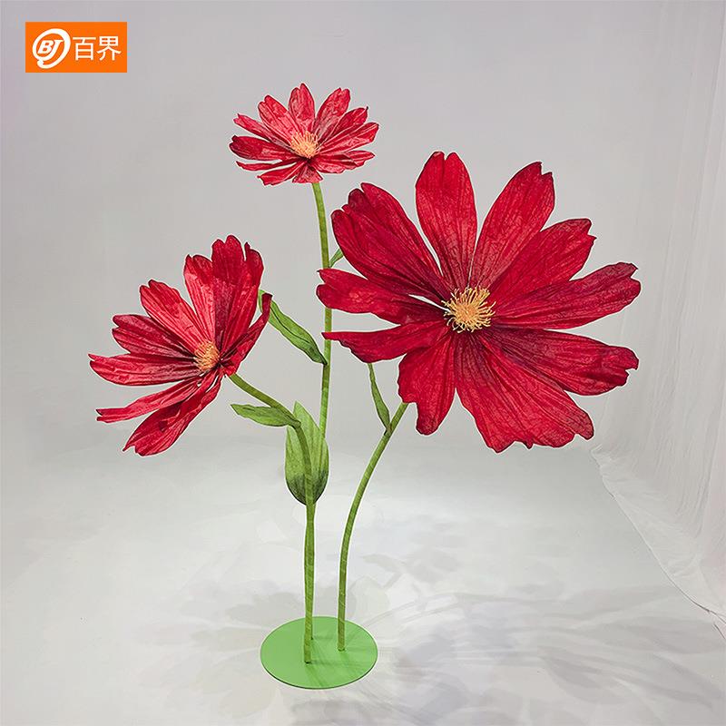 纸花小雏菊仿真花婚庆道具高级感成品纸艺花商场布置摆件手工菊花