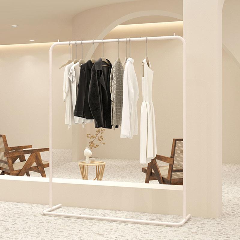 新疆包邮服装店展示架落地式陈列挂衣杆奶白色米白色男女童装店不