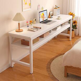 0出租房桌子长条双人书家用钢木工作台办公电脑靠墙学习长方形