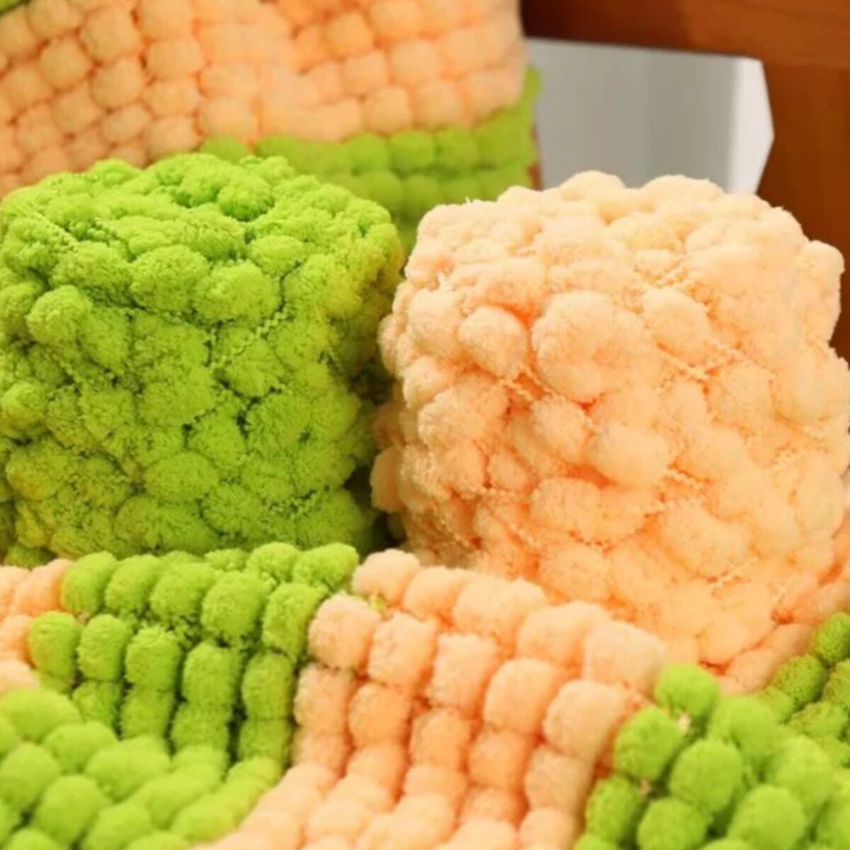 小号球球线手工编织盖毯空调毯毛毯坐垫脚垫飘窗垫雪粒毛线团