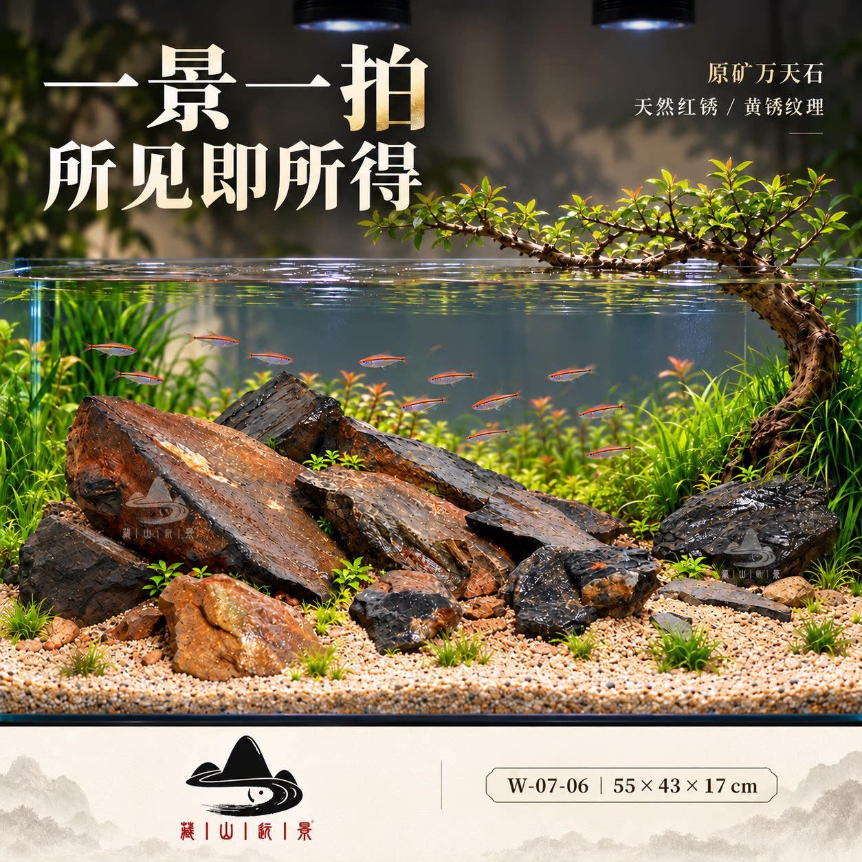 鱼缸造景石ADA全套装一物一拍适配小米鱼缸/当贝鱼缸/画法几何