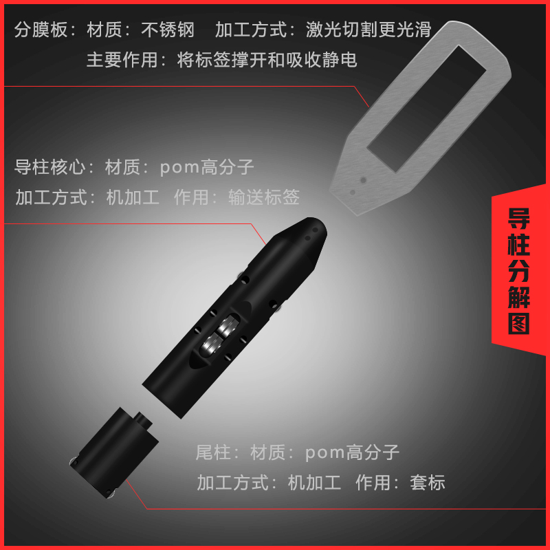 套标机导柱定制方瓶标签模具包z装机下标中心柱导轴标杆机械芯配