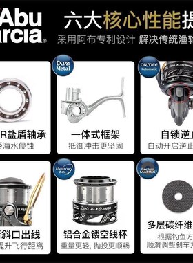 阿布ALX纺车轮微物远q投浅线杯渔线轮卸力轻量泛用全金属斜口渔轮