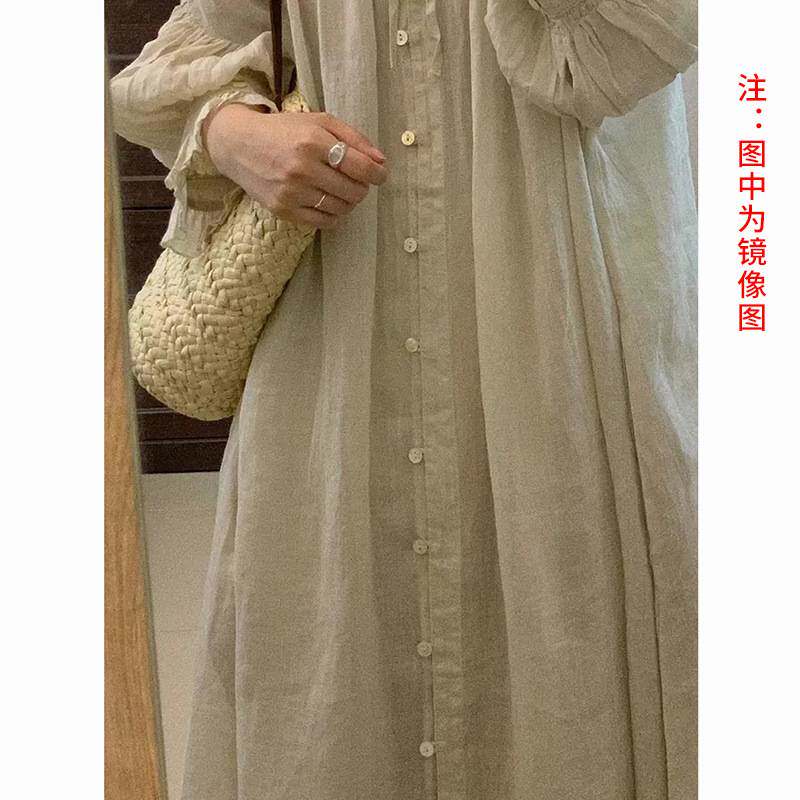 AS328日系棉麻宽松连衣裙纸样女装衬衫裙茶歇长裙子打版