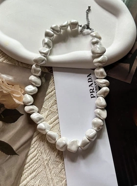 高贵典雅气质天然贝珠项链状巴珍珠项链异形珍珠锁骨链女