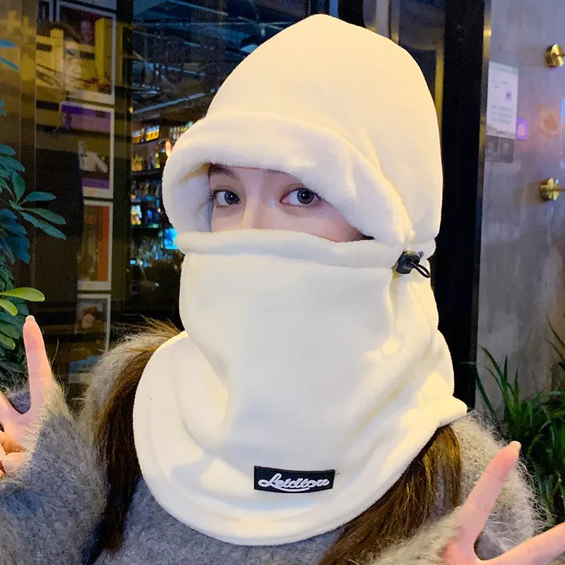 帽子女款冬季2025新款围脖一体电动车秋冬天骑行保暖防风防寒