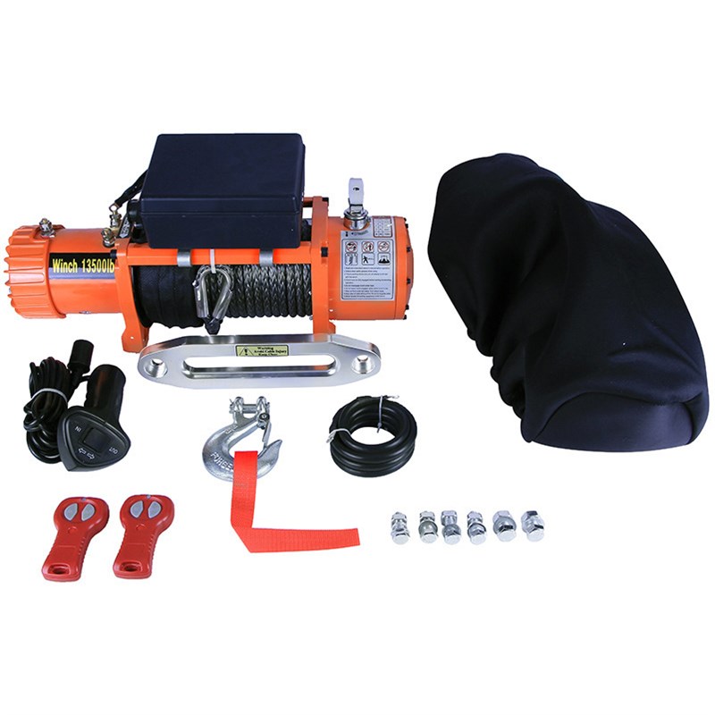 生产厂家 13500磅自带钢丝绞盘  越野自救绞盘  车载电动绞盘