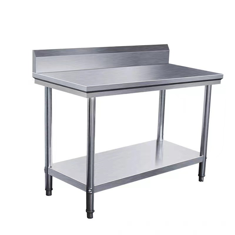 不锈钢带靠背带护边双层单层工作台厨房操作打荷台案板和面揉面桌