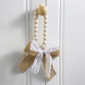 跨境新品 蝴蝶结创意麻布木珠串挂件情人节家居民宿墙壁装 饰