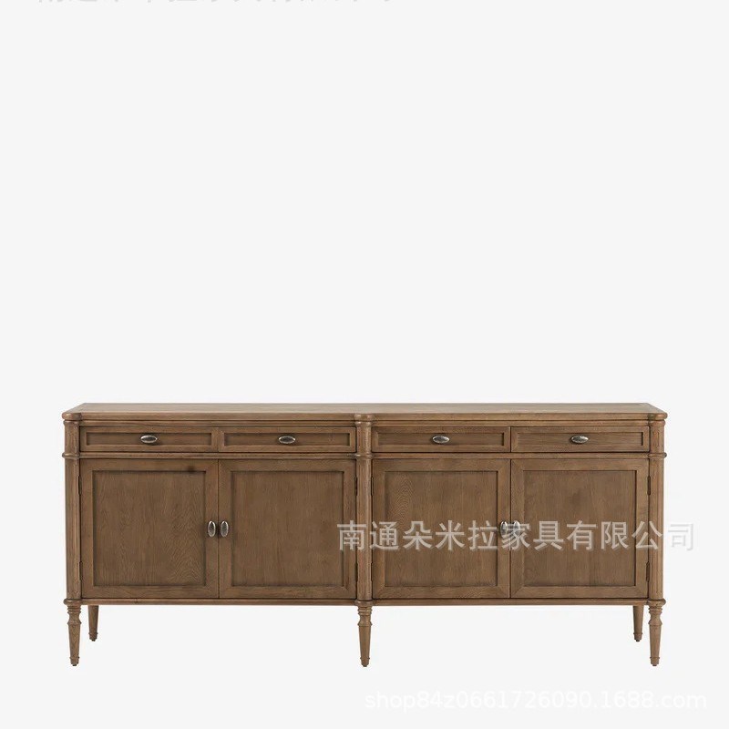 RH美式复古实木餐边柜中古风客厅玄关柜储物柜精品高端展示柜