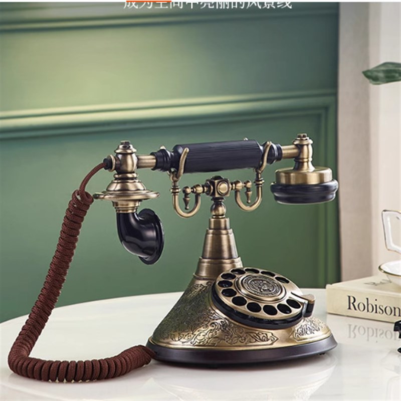 洛斯贝拉复古电话机酒店家用仿古电话机摆件老式转盘座机HA1910TN