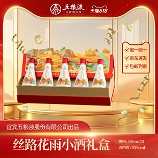 五粮丝路花雨恩礼文创小酒礼盒 100ml*5浓香型白酒