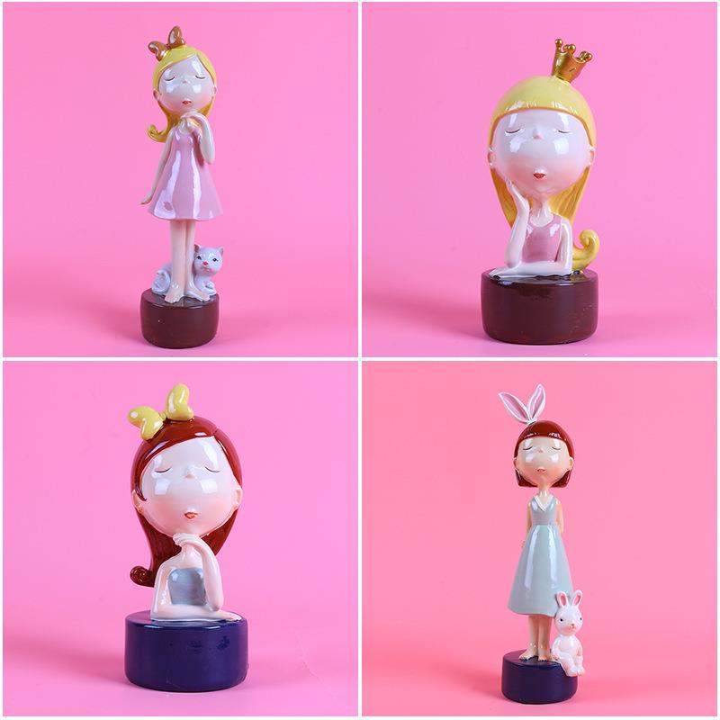 新品女孩小白兔围绕艺术摆件创意客厅桌面软装饰品轻奢树脂摆件