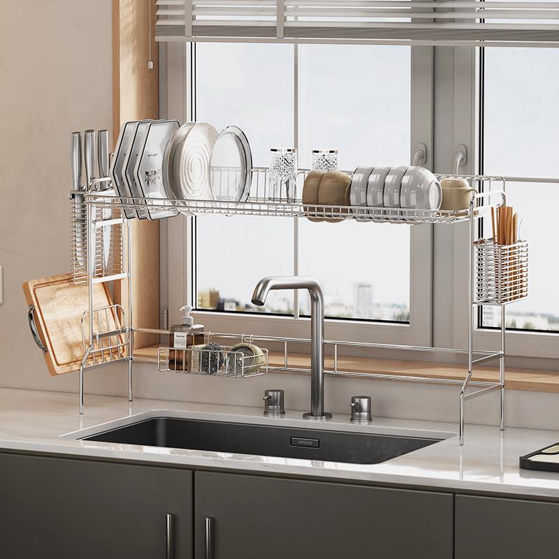 304不锈钢厨房水槽置物架洗碗池碗碟沥水架收纳架水池上方晾碗架