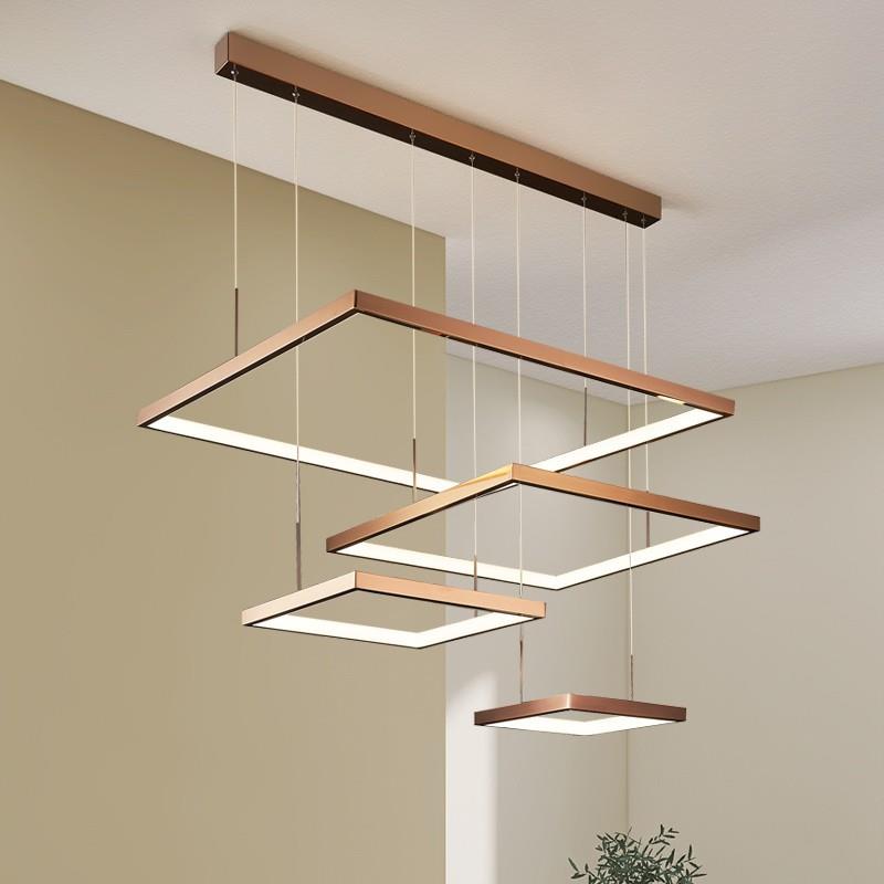 极简方框吊灯2024新款客厅大堂灯简约现代大厅主灯不锈钢方形灯具