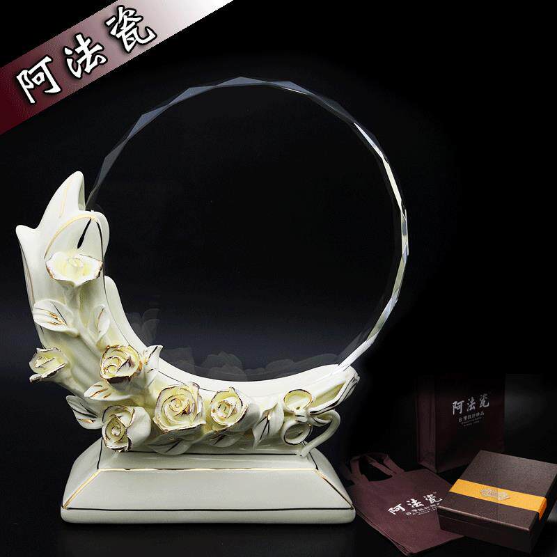 阿法瓷水晶玻璃奖杯个性奖牌内雕工艺比赛颁奖纪念品白水晶