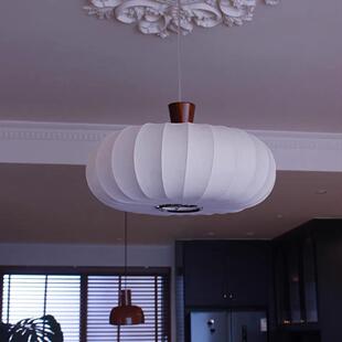 蚕丝法式中古vintage卧室南瓜灯奶油风书房餐厅南洋复古实木吊灯