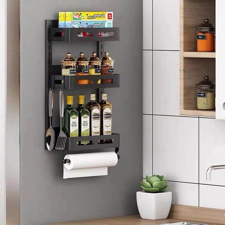 磁吸厨房用品冰箱收纳置物架香料架调料架冰箱架收纳架多层挂架