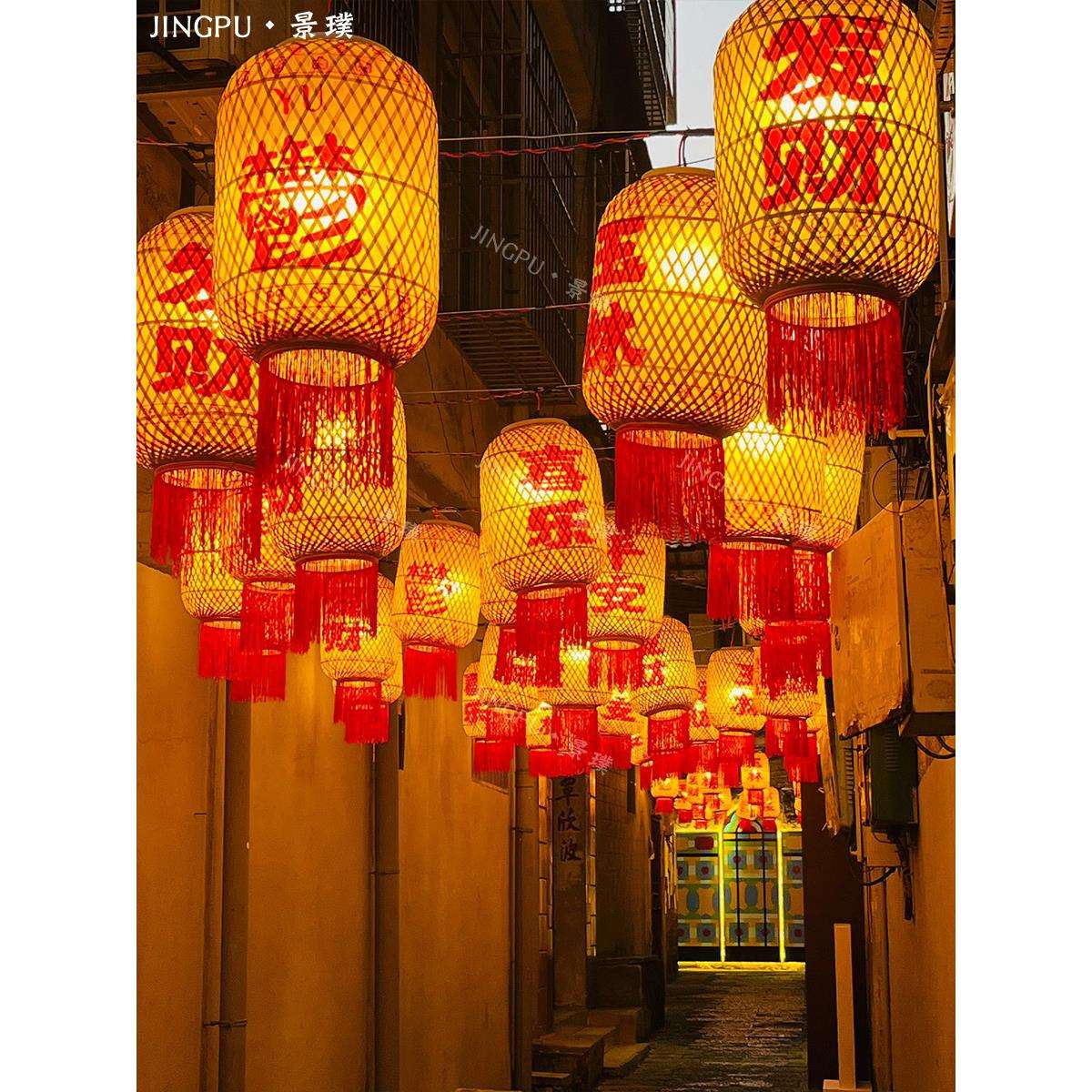 元旦节日油纸潮汕灯笼景区街道户外防水防晒古风吊挂装饰节日布置